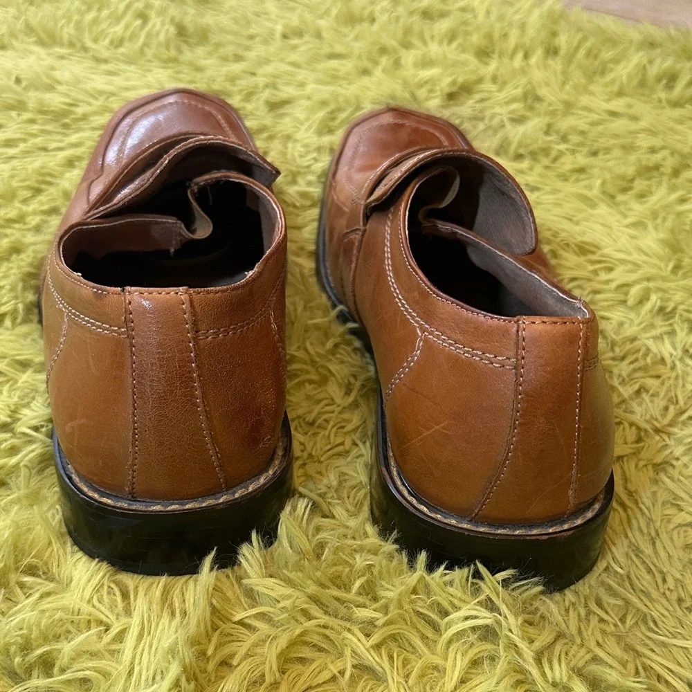 Brown Leather Slip-On Loafers Men’s Classic Dress Casual Shoes Size 11